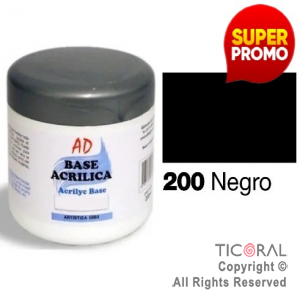 BASE ACRILICA AD 200 NEGRO 200ML X 3 UNIDADES